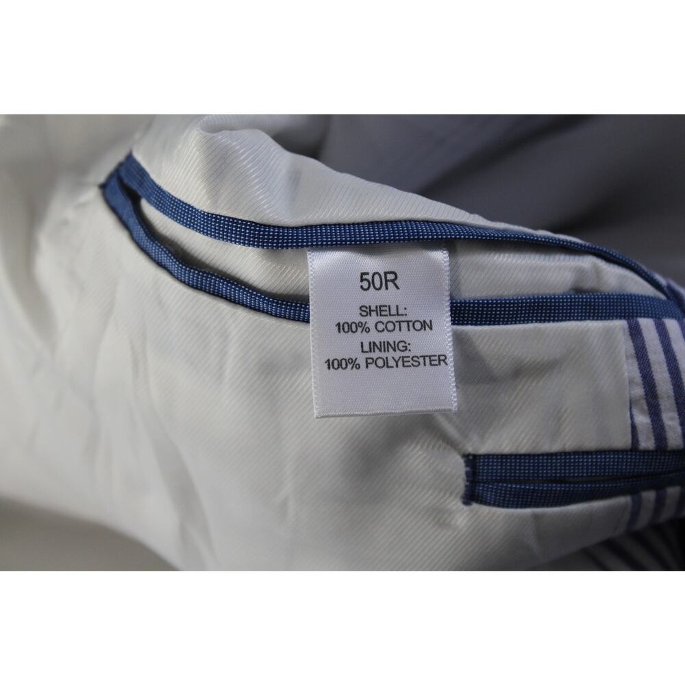 Saddlebred Seersucker Blazer Sportcoat Mens 50R Blue White Stripe 100% Cotton - Picture 5 of 6